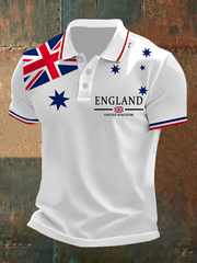 Men's Union Jack Print Casual Polo Shirt trupatriotic