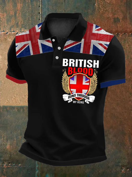 Men's British Blood Proud Printed Polo Shirt trupatriotic