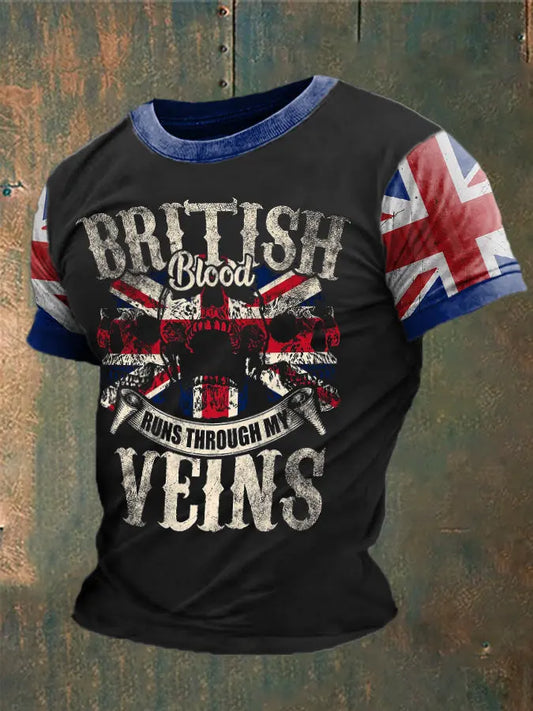 Men's British Blood Proud Printed T-shirt trupatriotic