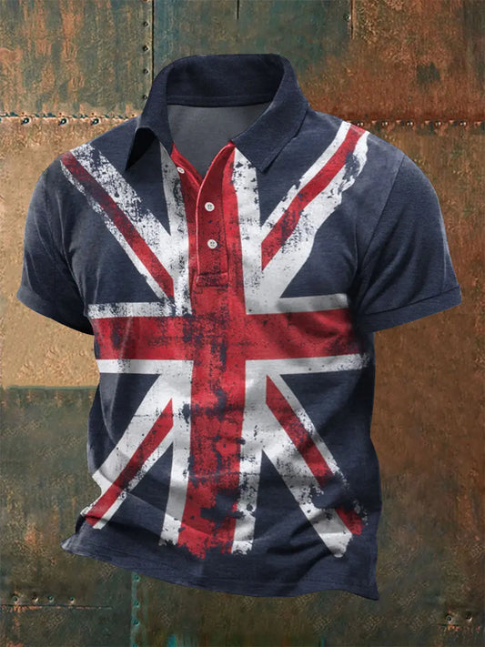 Men's British flag-print polo shirts trupatriotic