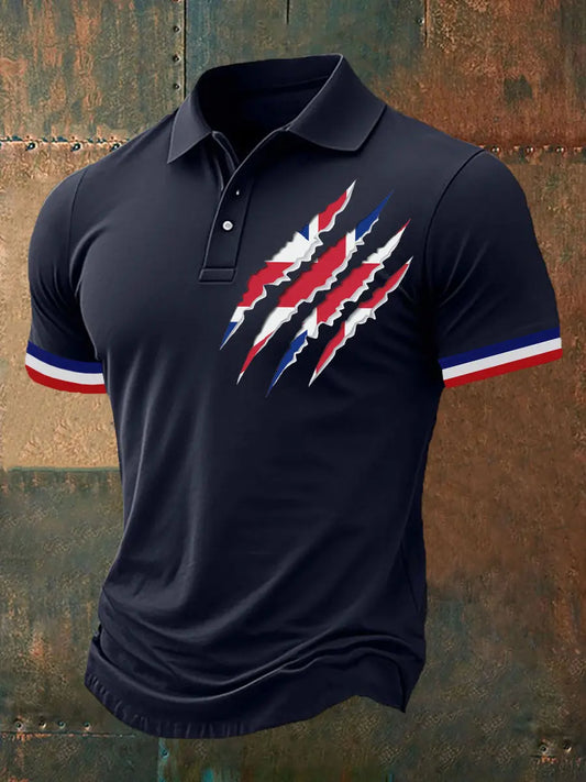 Men's Union Jack Print Casual Polo Shirt trupatriotic