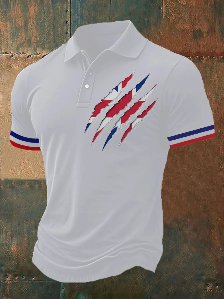 Men's Union Jack Print Casual Polo Shirt trupatriotic