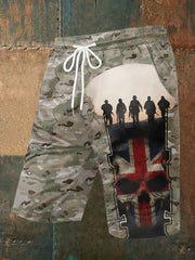 Men's UK Flag Camouflage Skull Print Casual Shorts trupatriotic