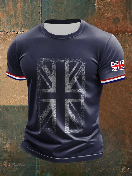 Men's UK Flag Printed Casual Short Sleeve T-shirt trupatriotic