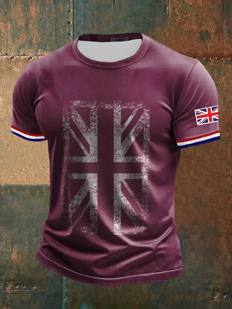 Men's UK Flag Printed Casual Short Sleeve T-shirt trupatriotic