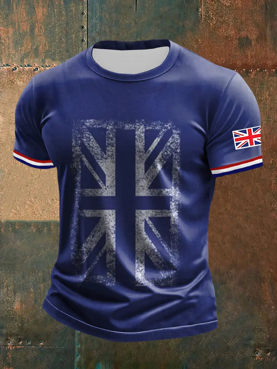 Men's UK Flag Printed Casual Short Sleeve T-shirt trupatriotic