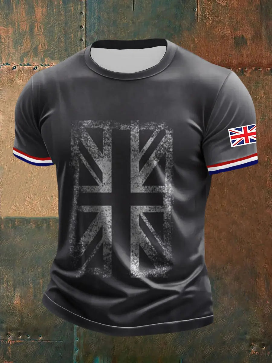Men's UK Flag Printed Casual Short Sleeve T-shirt trupatriotic