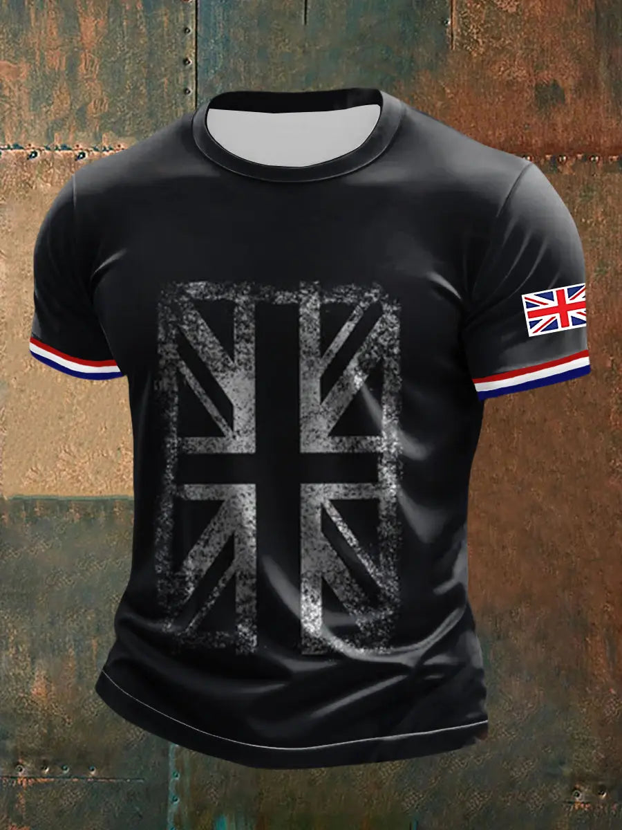 Men's UK Flag Printed Casual Short Sleeve T-shirt trupatriotic