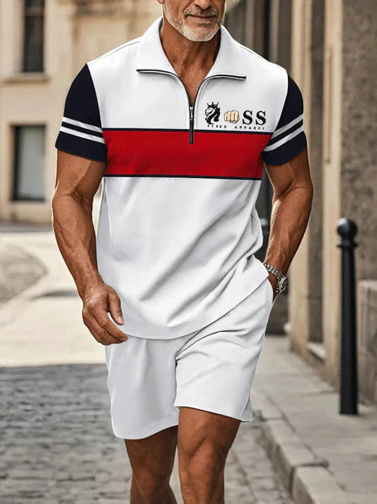 Men's Casual Business Short Sleeve Zipper Suit trupatriotic