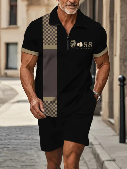 Men's Casual Business Short Sleeve Zipper Suit trupatriotic