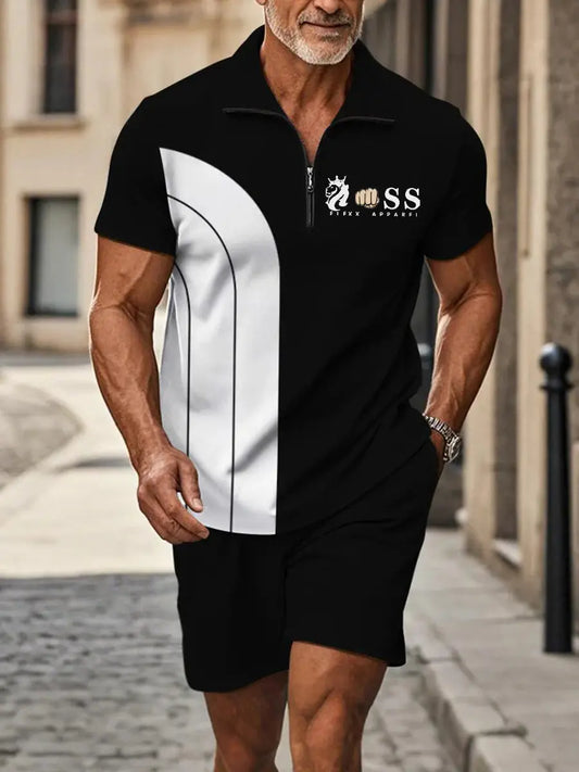 Men's Casual Business Short Sleeve Zipper Suit trupatriotic