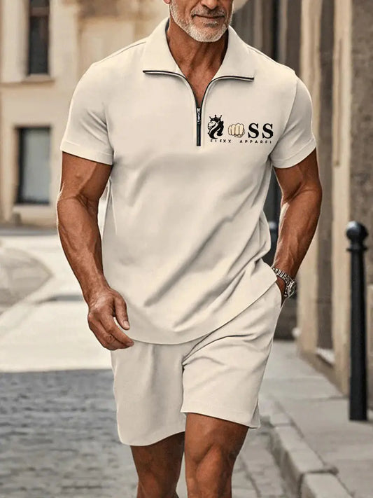 Men's Casual Business Short Sleeve Zipper Suit trupatriotic