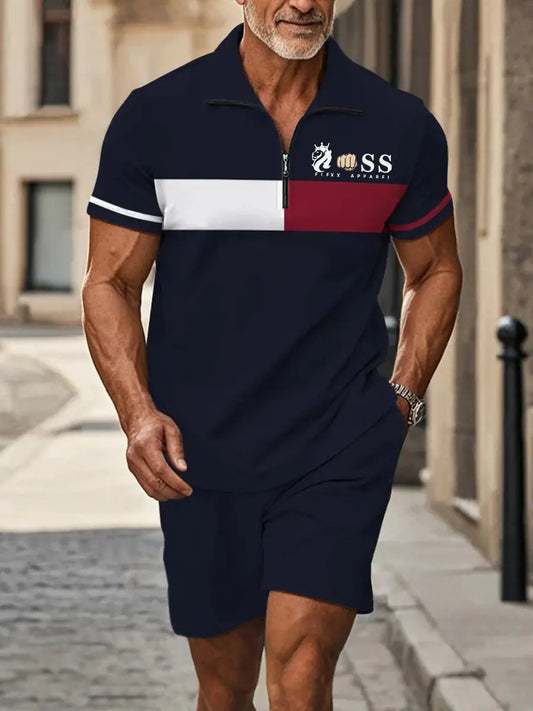 Men's Casual Business Short Sleeve Zipper Suit trupatriotic