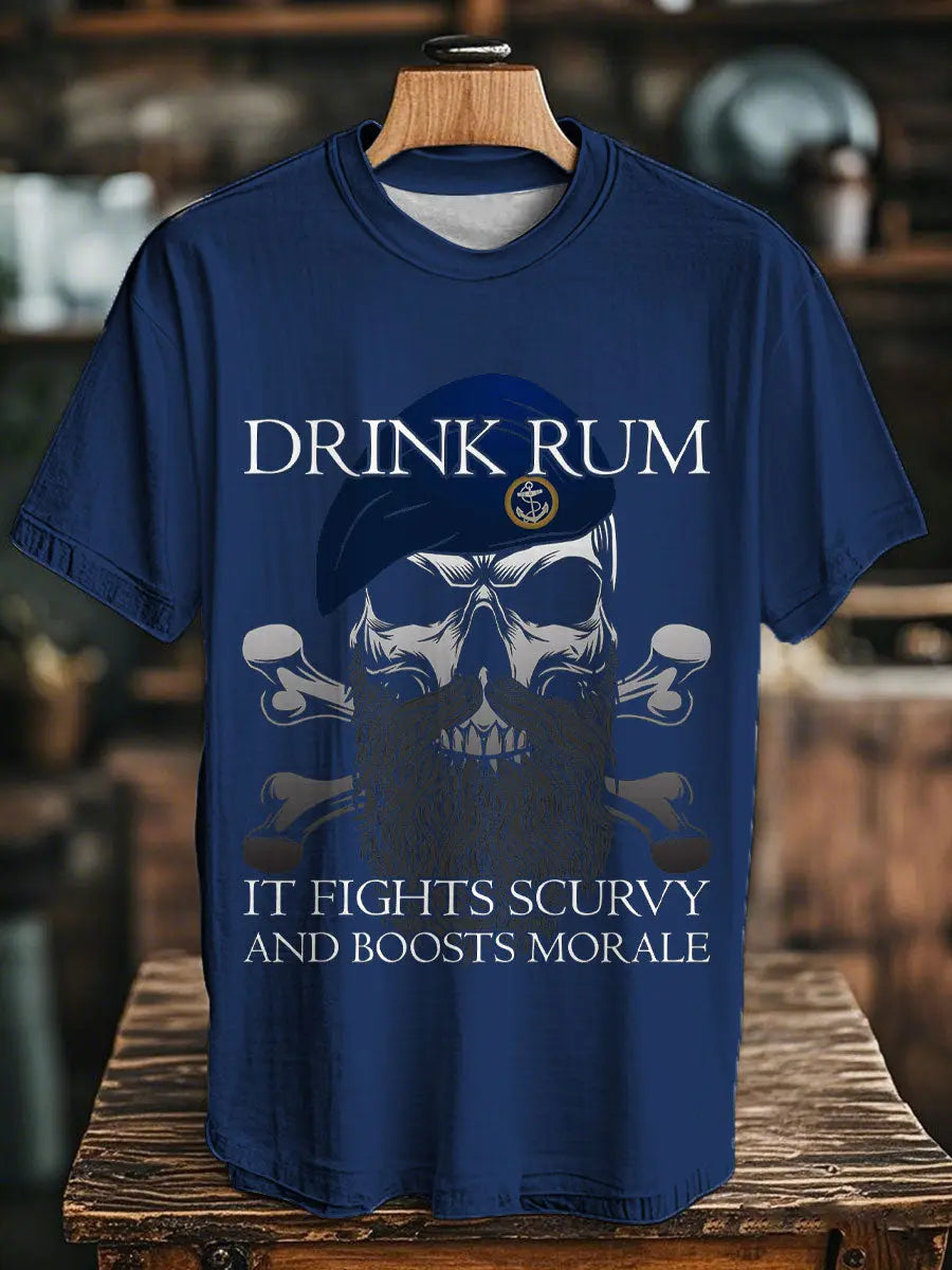 Unisex Royal Navy Veteran Drink Rum Printed T-shirt trupatriotic