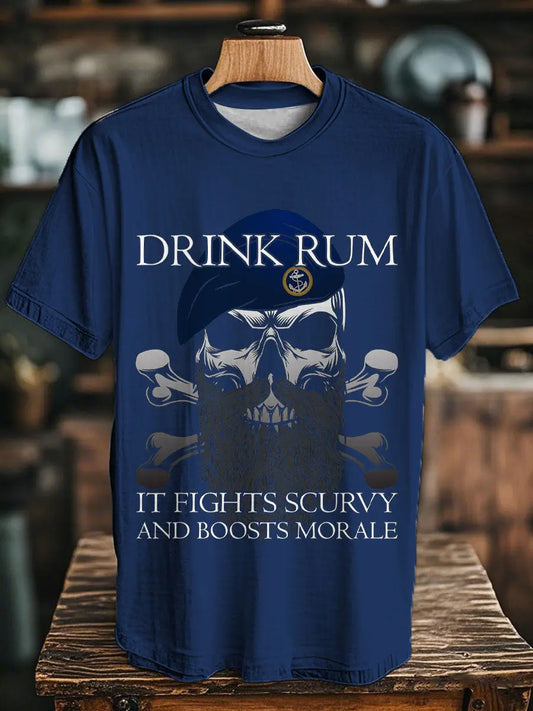 Unisex Royal Navy Veteran Drink Rum Printed T-shirt trupatriotic