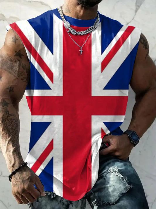 Men's UK Flag Print Casual Tank Top trupatriotic