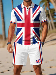 Men's UK Flag Print Casual Two-Piece Set trupatriotic