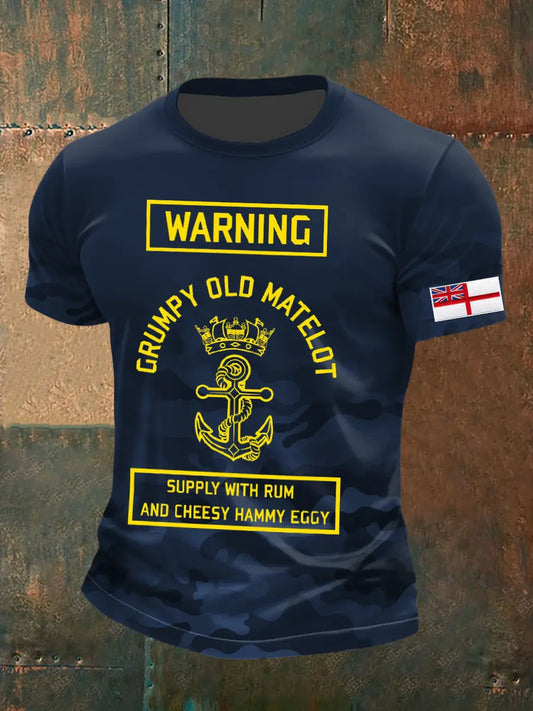 Men's Royal Navy Veteran&Rum Printed T-Shirt trupatriotic