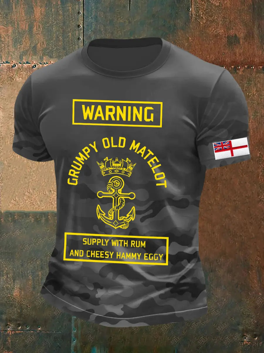 Men's Royal Navy Veteran&Rum Printed T-Shirt trupatriotic