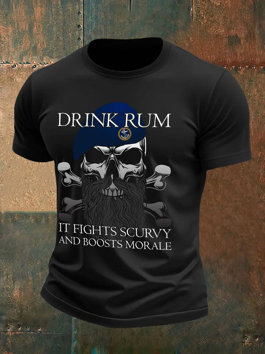 Men's Royal Navy Veteran&Rum Printed T-Shirt trupatriotic