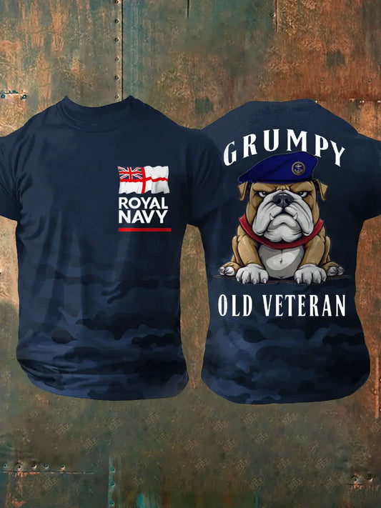Men's Royal Navy Grumpy Old Veteran Printed T-shirt trupatriotic