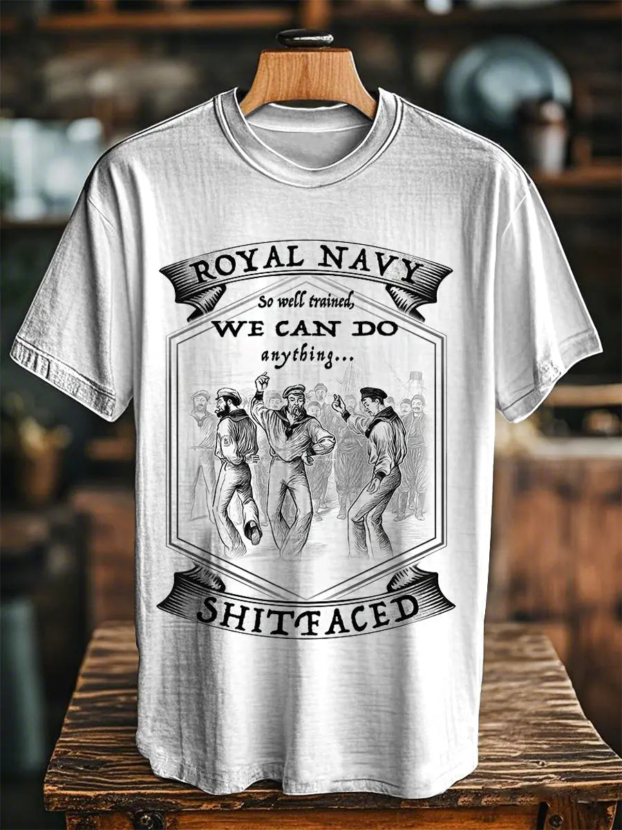 Unisex Vintage Royal Navy Dancing Team Print Casual Tee trupatriotic