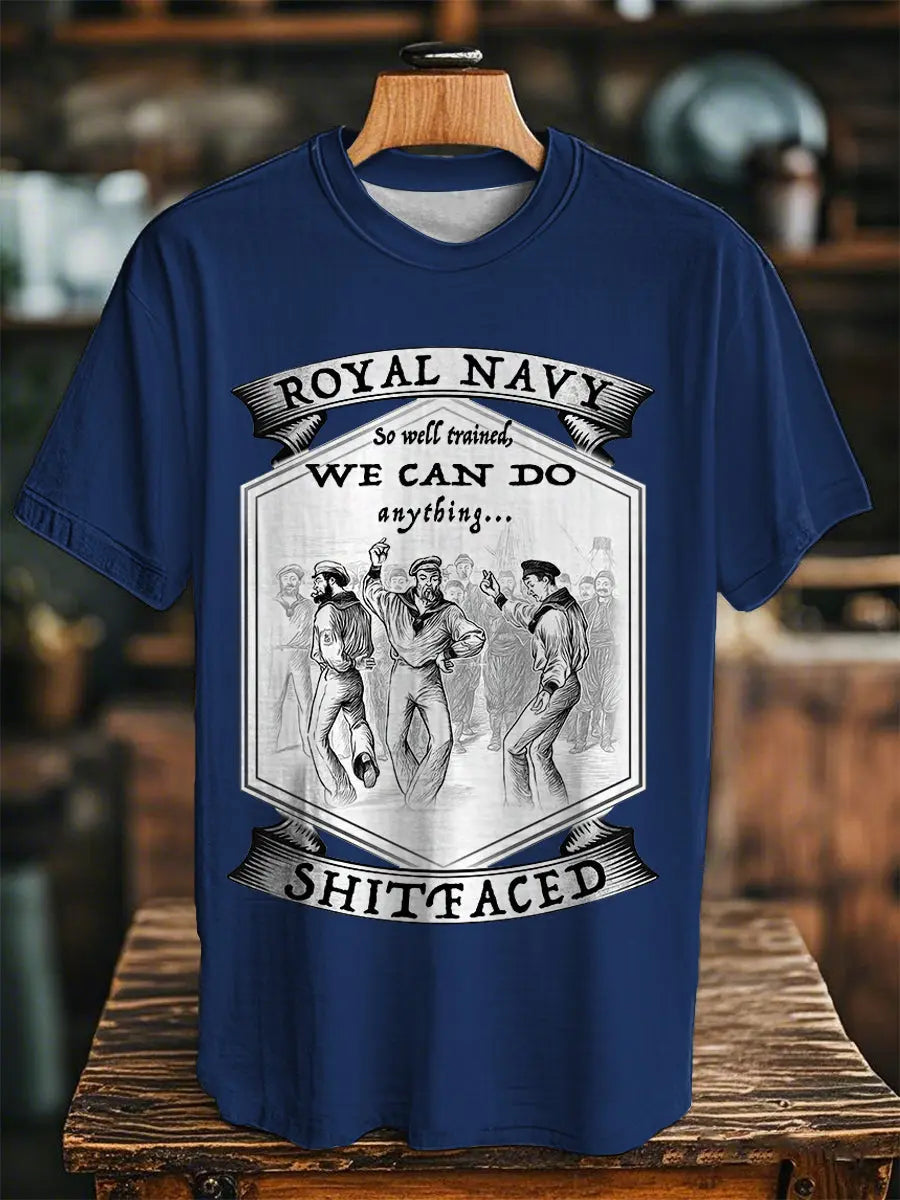 Unisex Vintage Royal Navy Dancing Team Print Casual Tee trupatriotic