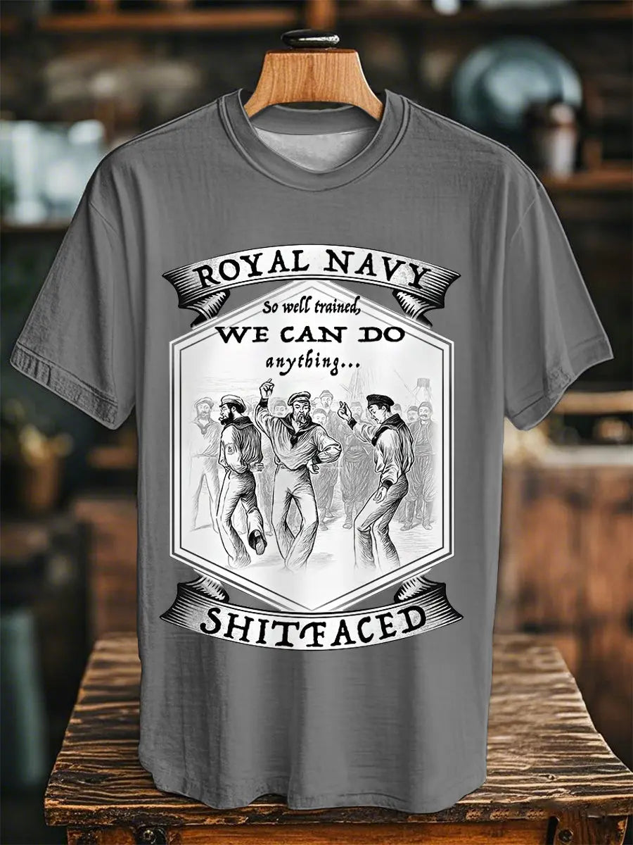 Unisex Vintage Royal Navy Dancing Team Print Casual Tee trupatriotic