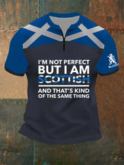 Men's Zip Scottish Flag Short Sleeve T-Shirt trupatriotic