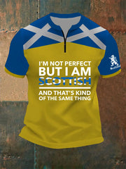 Men's Zip Scottish Flag Short Sleeve T-Shirt trupatriotic