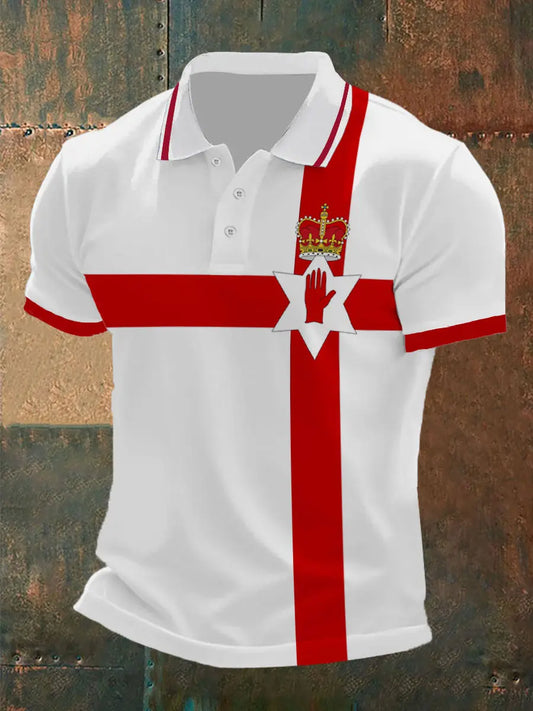 Men's Northern Ireland Flag Casual Button T-Shirt trupatriotic