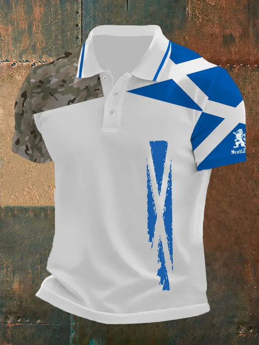 Men's  Scottish Flag Printed Short Sleeve Top trupatriotic