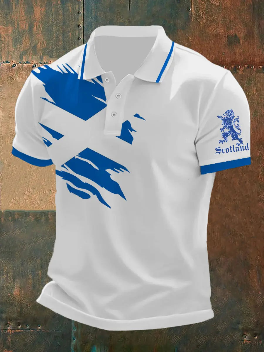 Men's  Scottish Flag Printed Short Sleeve Top trupatriotic