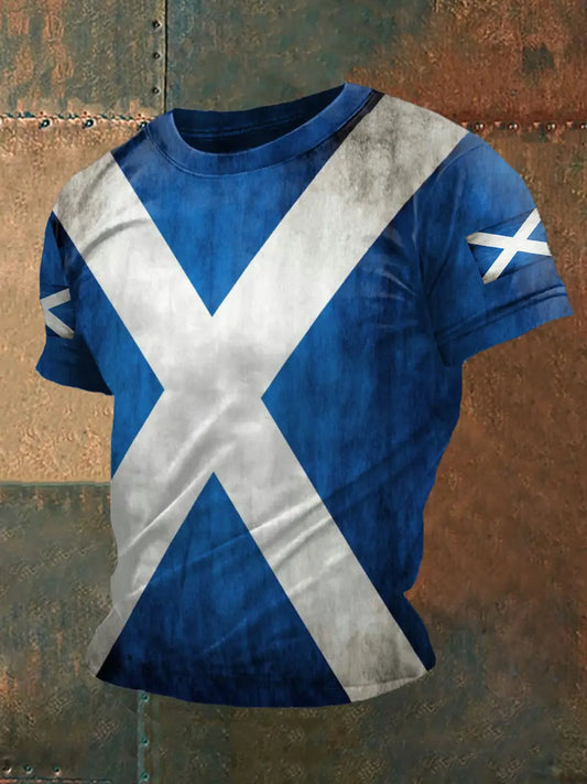 Men's Retro Scottish Flag Print Casual Tee trupatriotic