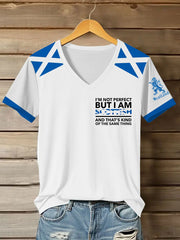 Women's Scottish Flag I Am Not Perfect But I Am Scottish That's About The Same Thing Short Sleeve T-Shirt trupatriotic