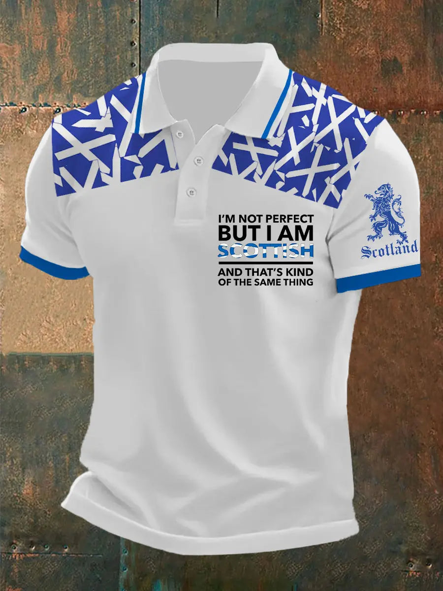 Men's Scottish Flag I Am Not Perfect But I Am Scottish That's About The Same Thing Short Sleeve Top trupatriotic