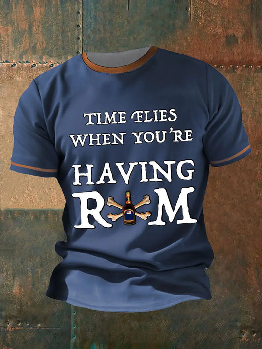 M,en's Funny Navy Veteran Rum Printed T-Shirt trupatriotic