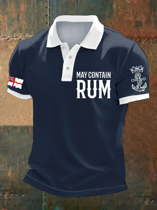 Men's Royal Navy Veteran Rum Lover Printed Casual Tops trupatriotic