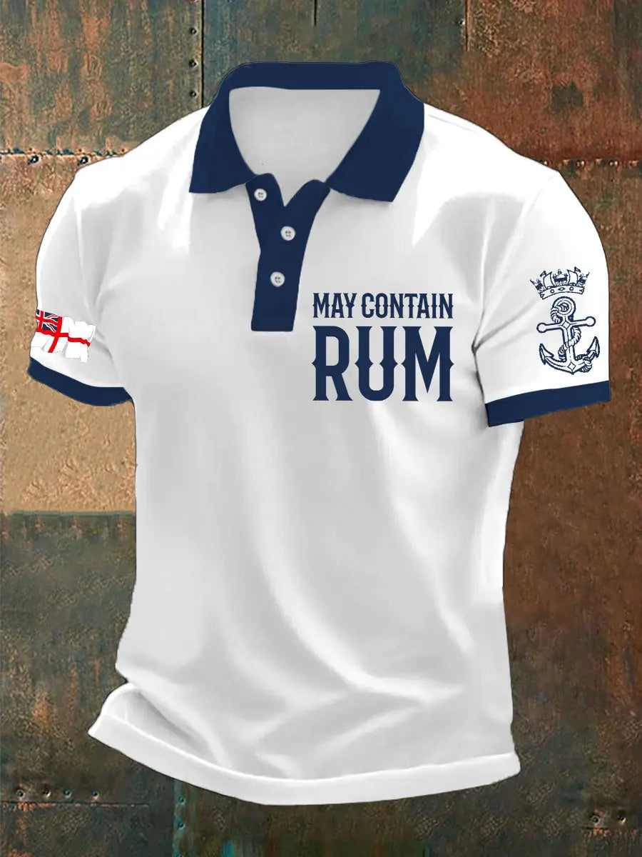 Men's Royal Navy Veteran Rum Lover Printed Casual Tops trupatriotic