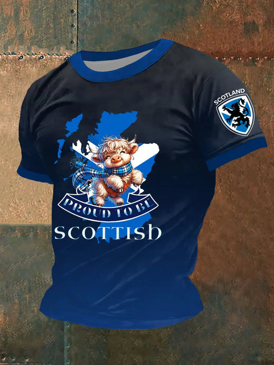 Men's Scottish Flag Printed Short Sleeve T-shirt trupatriotic