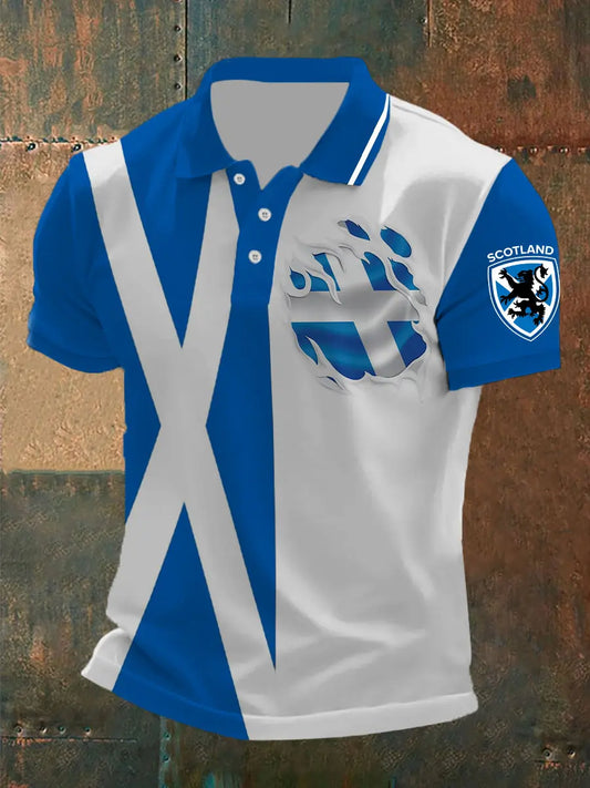 Men's Scottish Flag Printed Short Sleeve Top trupatriotic
