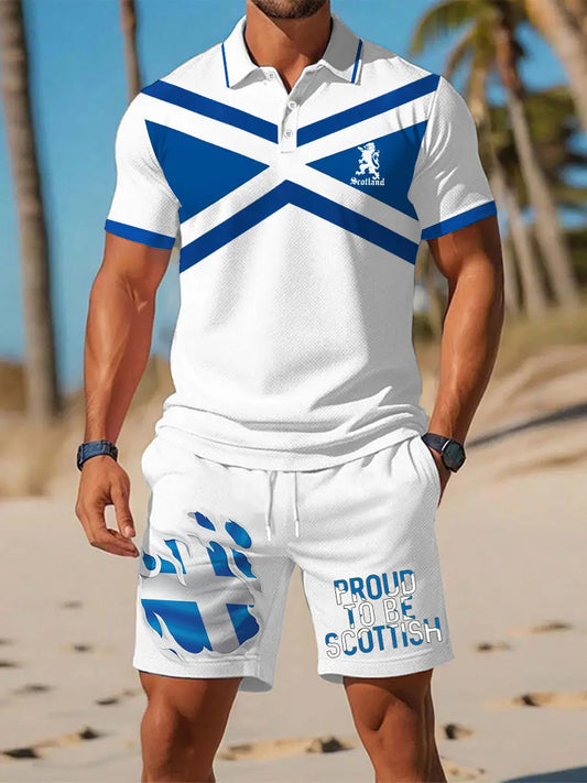 Men's Scottish Flag Printed Short Sleeve Sets trupatriotic