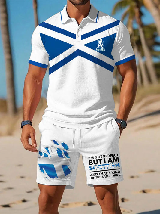 Men's Scottish Flag Printed Short Sleeve Sets trupatriotic