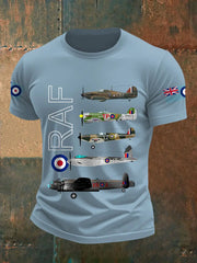 Men's Vintage RAF WW2 Aircraft Spitfire Lancaster Typhoon Hurricane Mosquito Casual Tee trupatriotic