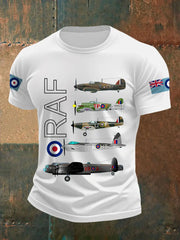Men's Vintage RAF WW2 Aircraft Spitfire Lancaster Typhoon Hurricane Mosquito Casual Tee trupatriotic