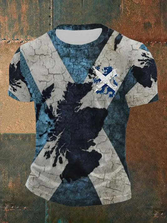 Men's Scottish Flag Printed Short Sleeve  T-shirt trupatriotic