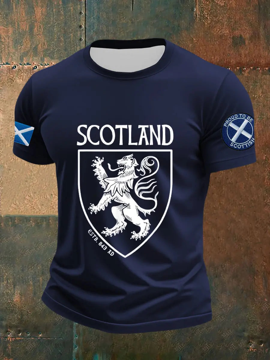 Men's Scottish Flag Printed Short Sleeve T-shirt trupatriotic