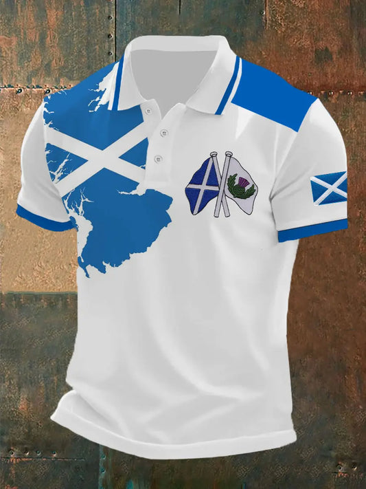 Men's Scottish Flag Printed Short Sleeve Top trupatriotic