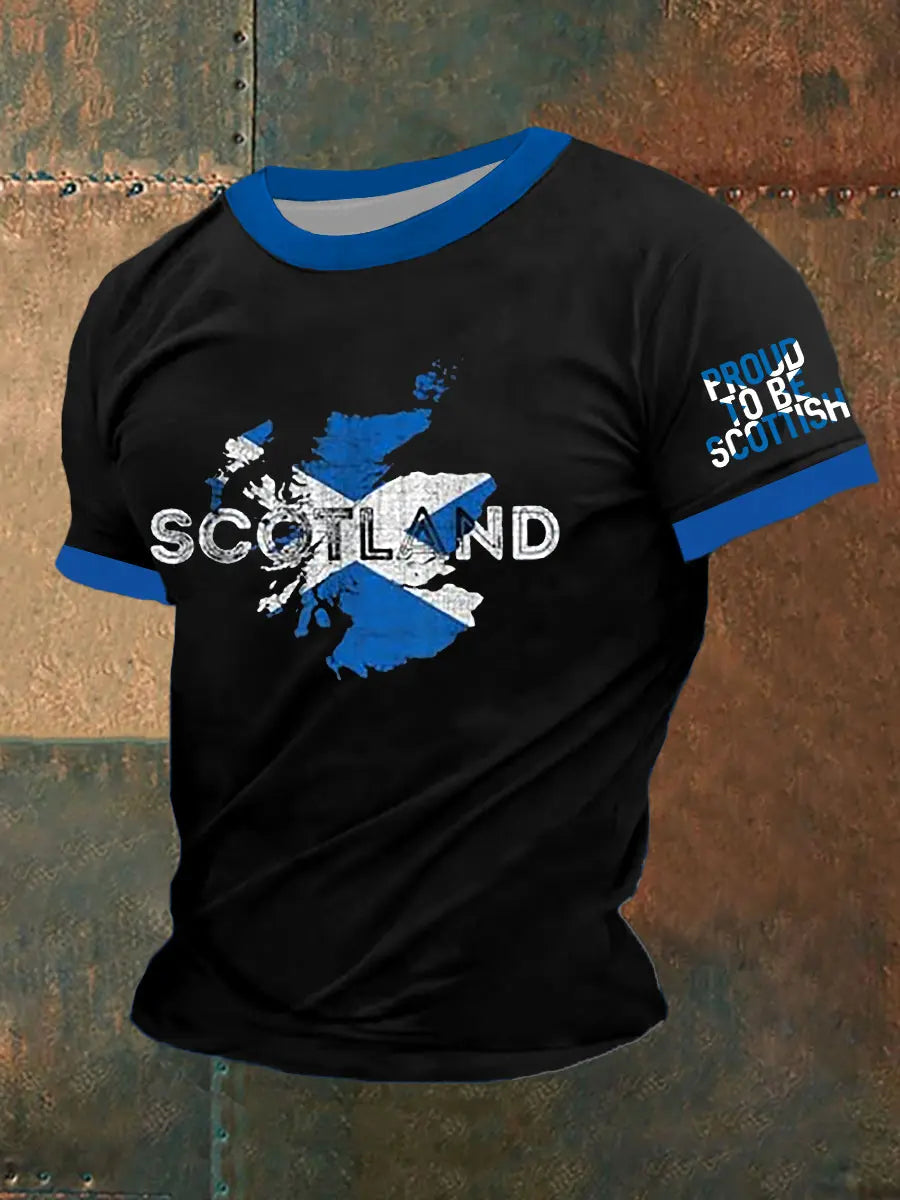 Men's Scottish Flag Printed Short Sleeve T-shirt trupatriotic