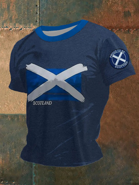 Men's Scottish Flag Printed Short Sleeve T-shirt trupatriotic
